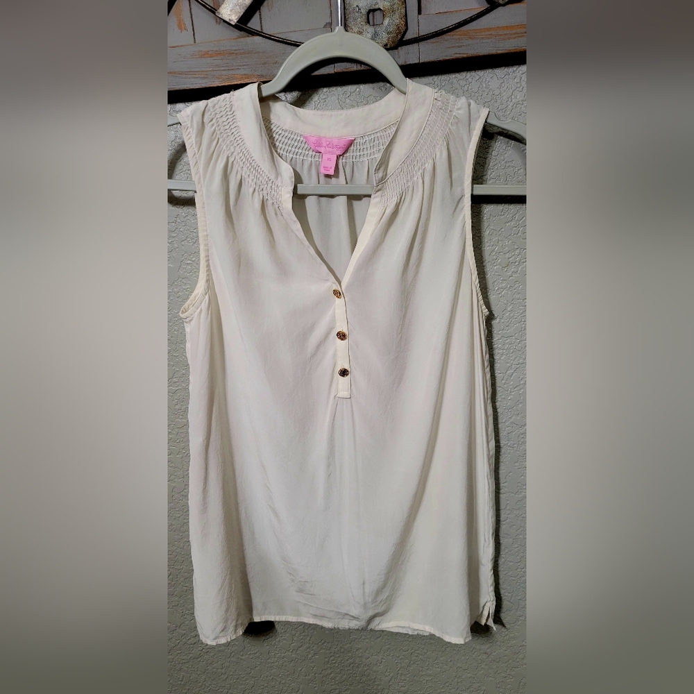 Lily Pulitzer Sleeveless Elsa 100% Silk Top Size Xs - Picture 2 of 10
